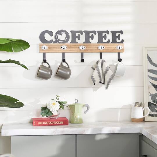 Brown Porcelain Farmhouse Wall Hook, 9" x 24" x 2"